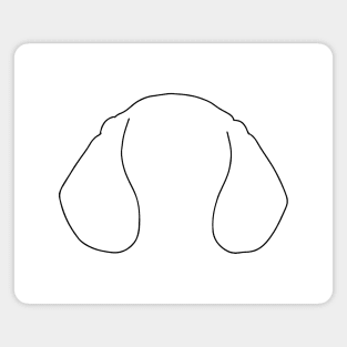 Dog Ears line Art Drawing - Dog Black Line Art Magnet